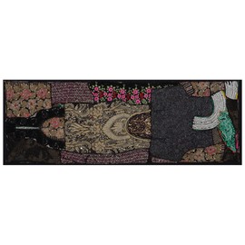 Ethnic Cotton Decorative Indian Dinning Art Table Patchwork Beads Embroidered Room Handmade Decor Cloth Table Runner (Black, 12" x 60")
