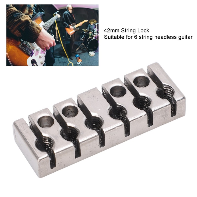 6 String Lock with Screws Metal Headless Guitar Bridge String