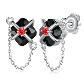 Gothic Zirconia Earrings 925 Sterling Silver Black Stud Earrings Punk Gothic Jewelry Gifts for Women