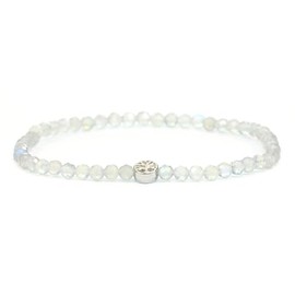 LAKADA Genuine Gemstone Bracelet with Faceted 4 mm Beads and Stainless Steel Tree of Life Healing Stone Protective Stone Bracelet Lucky Charm Talisman Gift, Gemstone, Faceted gemstone