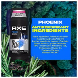 Axe Phoenix Antiperspirant for Men Crushed Mint & Rosemary (2.7 oz) Pack Of 3