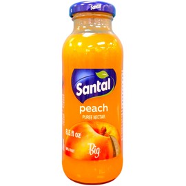 Santal 100% Natural Fruit Juice Bottles (8.5 FL OZ Each) Premium Quality, No Artificial Flavors, Non-GMO, Gluten-Free Made in Italy (12 x 8.5 FL OZ, Peach Juice)
