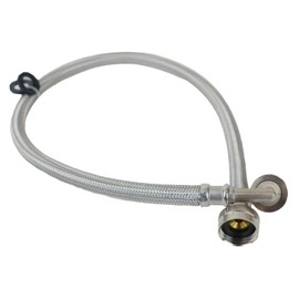 Neo-Pure 30" or 60" Braided SS Washing Machine Hose, 3/4" FHT x FHT, 90° Elbow, Nickel-Plated Brass Nuts, Hot & Cold Water Supply Line (60" (3/4 x 3/4))