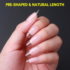 Makartt Almond Nail Tips: Medium Full Cover Fake Nails Half Matte Soft Clear Pre-shape Gel Nail Tips Acrylic False Nails, 12 Sizes French Press on Nail Extension Salon Home DIY 120pcs