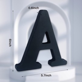 AOCEAN 6 inch Black Wood Letters Unfinished Wood Letter for Wall Decorative Standing Letters Slices Sign Board Decoration for Craft Home Party Projects (A)