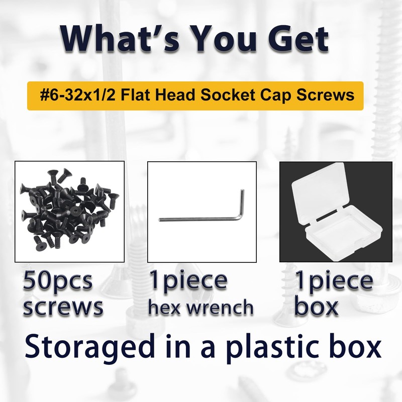 50pcs #6-32x1/2 Flat Head Socket Cap Screws, Sight Scope Screw