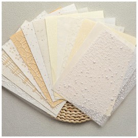Handmade Scrapbook Paper, 15 Sheet White Craft Textured Paper, A5 Snow Mesh Fabric Mix Special Papers for Scrapbooking Journaling Card Making DIY Supplies