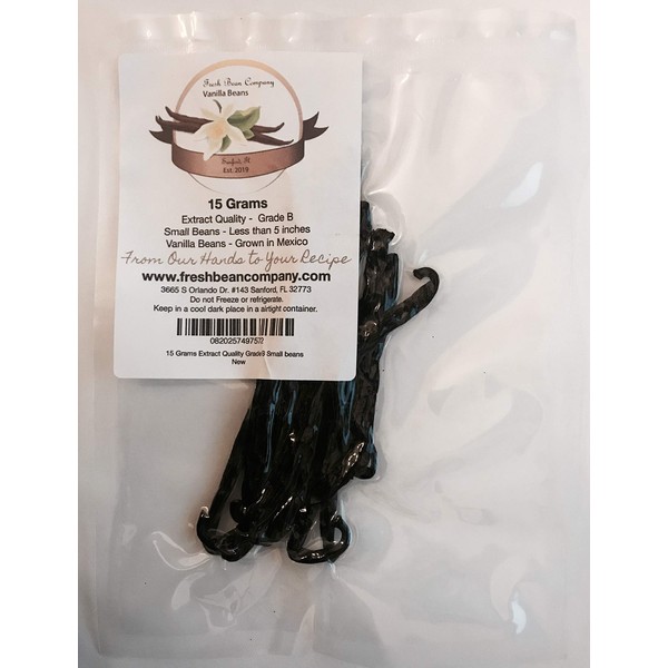 15 Grams Extract Grade B Small Mexican Vanilla Beans (15