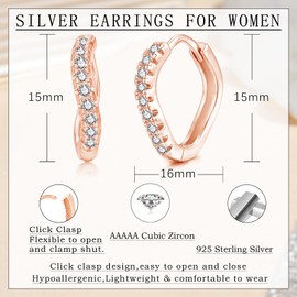 Cangall Hoop Earrings 925 Silver Small, Hypoallergenic 925 Sterling Silver Twisted Hoop Earrings for Women, Lightweight Earrings Hoop Earrings, Sleeping Cartilage Huggie Hoop Earrings, Infinity Silver