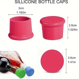 Silicone Wine Bottle Stopper, 6 Counts Reusable Silicone Wine Stopper, Wine Stopper for Freshness, Food Grade Silicone Wine Stopper, Camping Kitchenware