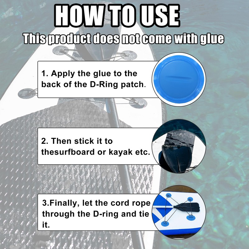 X AUTOHAUX 4pcs 11cm Blue D Ring Patch PVC Stainless