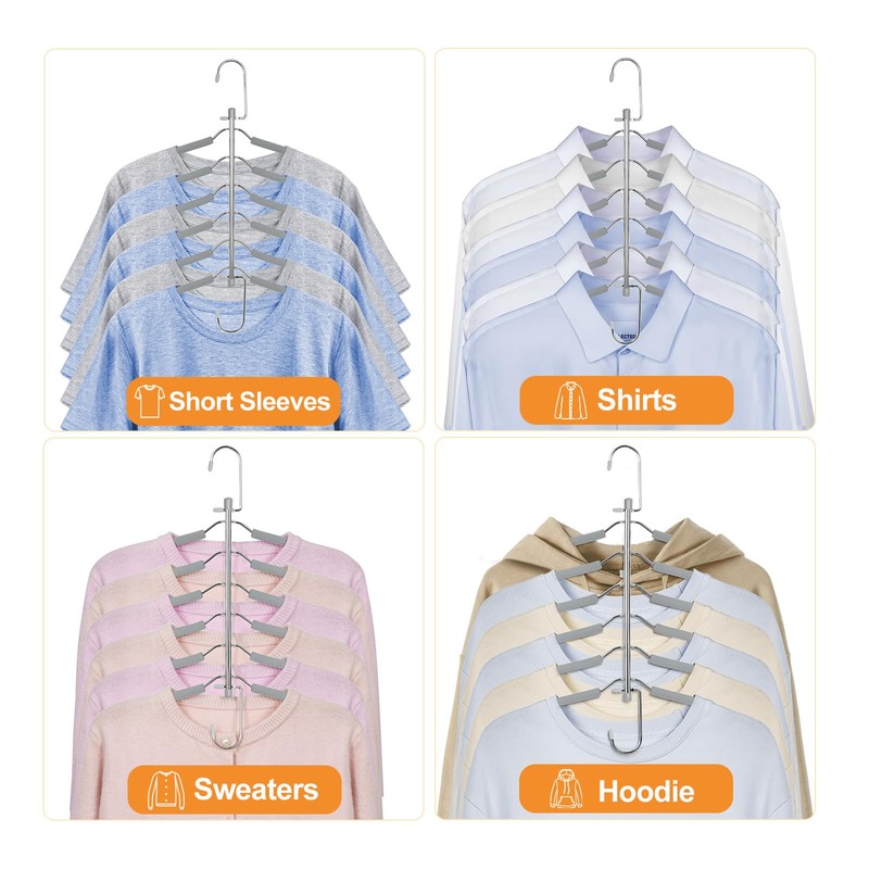 TOPIA HANGER Clothes Hanger Space Saving, 6 Tier Shirt Coat