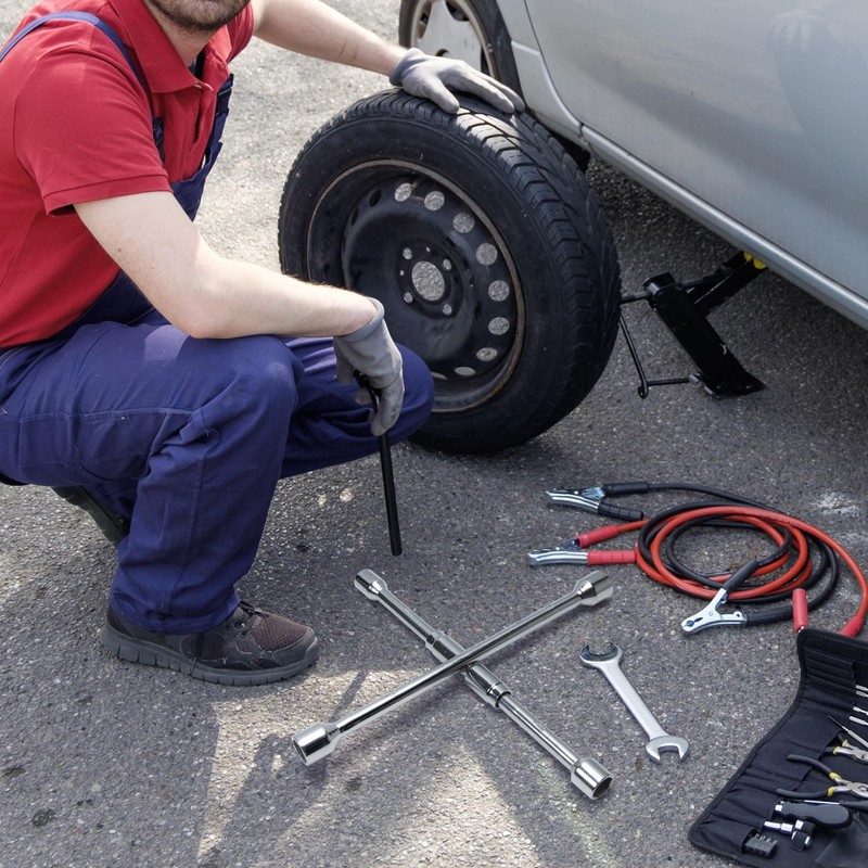 TONDA 4 Way Lug Wrench, Foldable Cross Tire Iron Lug