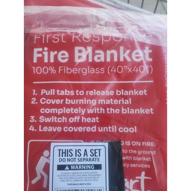 MART COBRA Emergency Fire Blanket for Home and Kitchen. 40"x40".