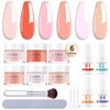Dip Powder Nail Set Starter, Pastel Pink Glitter, 6 Colours