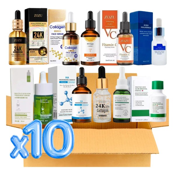 10 Serum Cuidado Facial Caja Sorpresa Colágeno Vitamina C, E