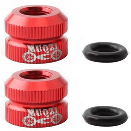 2 Pieces Bike Vacuum Tire Valve Nuts with Sealed O-Ring, Presta Inner Tube Valve Nut Accessories for Most Mountain or Road Bicycle (Red)