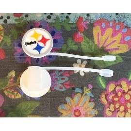 Unbranded 2 Pce Silicone Straw Toppers PITTSBURGH Football Team Sports Straw Cap NEW