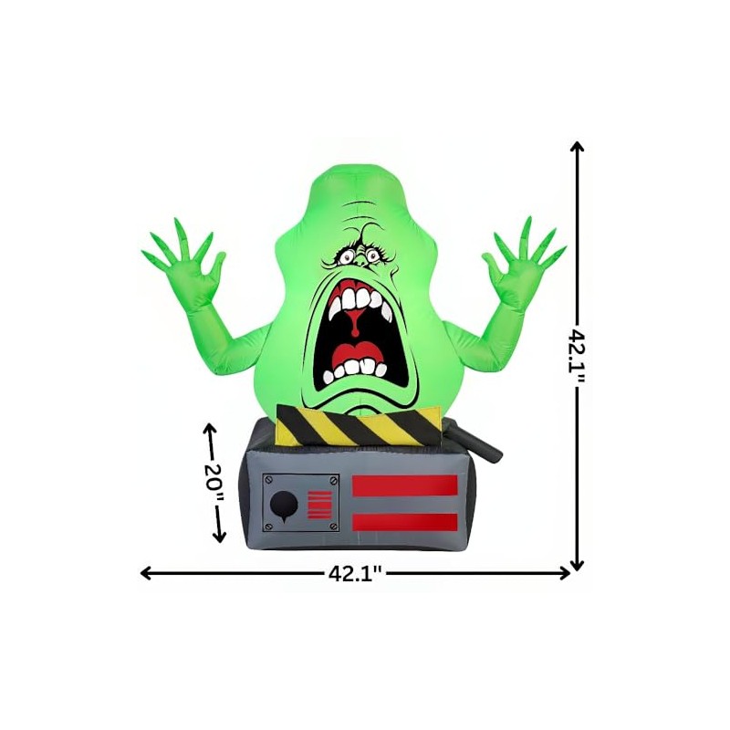 Gemmy Airblown Slimer Ghost on Ghost Trap Ghostbusters, 3.5 ft