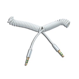 System-S Audio Cable 150 cm 3.5 mm Stereo Jack Male to Male Spiral in White