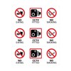 3x No Eating, CCTV Fitted, No Smoking Sticker Sign 125x50mm
