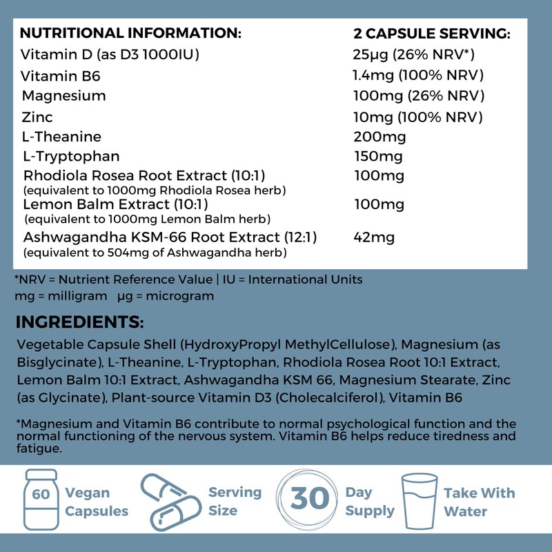 Stress, Calm, Cortisol & Sleep Support Supplement – Ashwagandha High