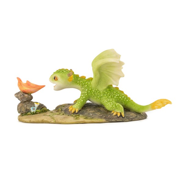 Top Collection Rex The Green Dragon - Mini Collectible Fantasy Figurine (Breathing Fire)