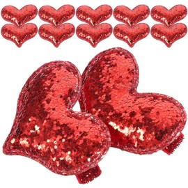 FOMIYES 30 Pcs Heart Hair Clips Glitter Sequin Heart Hairpins Heart Shape Barrettes for Women Girls Valentines Day Wedding Party Hair Accessories Red