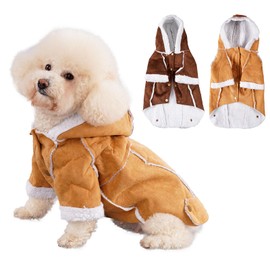 Luxury Suede Fur Dog Winter Hoodie, British Style Suede Fur Hoodie for Small to Large Breeds Dog (Yellow, Small)