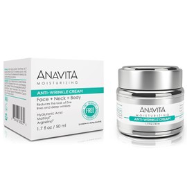 Anavita Moisturizing Anti-Wrinkle Anti-Aging Cream with Peptides and Hyaluronic Acid - Day and Night Facial Fine Wrinkles Elasticity Skin Tone Face Neck Decolet Moisturizer for Women 1.7 floz / 펩타이드와 히알루론산이 함유된 아나비타 보습 주름 방지 안티에이징 크림 - 낮 밤 얼굴 잔주름 탄력 피부 톤 여성용 페이스 넥 디콜릿 모이스처라이저 1.7 floz
