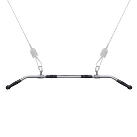 plzzree 48'' LAT Pull Down Bar: Rotating Double Hooks for Dual Pulley Cable Machine - Tricep Press Down Long Bar Pull Down Attachment for Home Gym