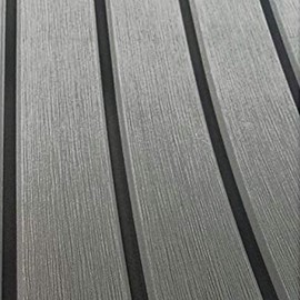 Machgrin EVA Foam Faux Teak Boat Decking Sheet 94.5"x35.4" for Sea Deck Marine RV Boat Flooring Mats (Dark Grey w/Black Seam(94.5"x35.4"))