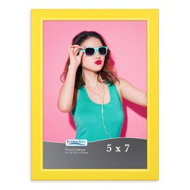 Icona Bay 5x7 Picture Frame, Yellow Colored Solid Wood Scandinavian Style Frame for Photo, Pizzazz Collection