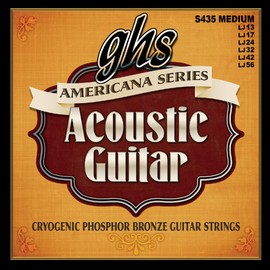 GHS Strings S435 Americana Series Phosphor Bronze Acoustic Guitar Strings, Medium (13-56)