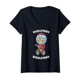 Womens Italian Brainrot Chicleteira Bicicleteira Meme V-Neck T-Shirt