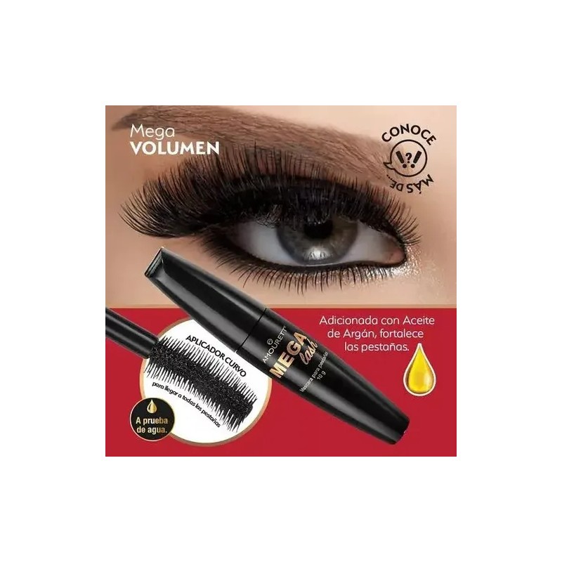 Mascara Para Pestañas Mega Lash Amourett Arabela Color Negro