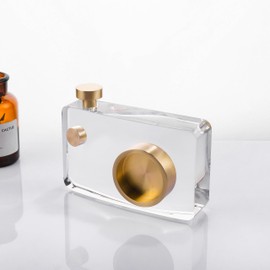 CNCRMEM Crystal Golden Small-format Camera Modern Style Home Decoration,Transparent Engraved Camera Model,Suitable for Unique Decoration in Study Room,Living Room and Office