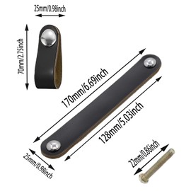 Leather Handles for Furniture, Pack of 8 Leather Handles for Cabinets, Leather Handles for Drawers, Door Handles, Cabinet Furniture Knobs, Leather Handle for Suitcase, Supplied with 22 mm Screws (One