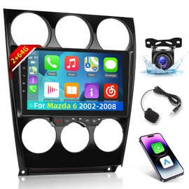 2+64G Car Radio for Mazda 6 2002-2008 - Wireless Carplay & Android Auto - 9 Inch Android 13 Stereo with WiFi/EQ/GPS + AHD Rear View Camera