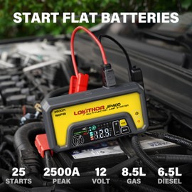 LOKITHOR JP400 Jump Starter with Air Compressor, 2500A 12V Portable Car Battery Booster Pack for Upto 8.5L Gas or 6.5L Diesel, 150 PSI Cordless Tire Inflator Pump with Digital Pressure Gauge(Yellow)