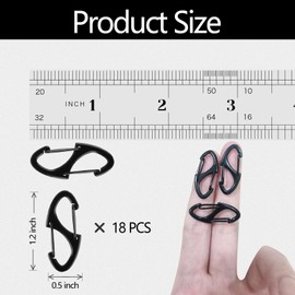 Mini Carabiner Clips, 18pcs Double-Sided Spring Small Carabiner Clip, Metal Carabiner for Keys, Anti Theft Zipper Clips, Flexible and Easy to Use