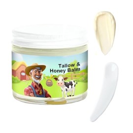 Tallow and Honey Balm-Beef Tallow for Skin Moisturizer with Raw Wild Honey | Crafted with grass-fed beef tallow and raw wild honey to help lock in moisture andleave skinfeeling soft smooth and nourished