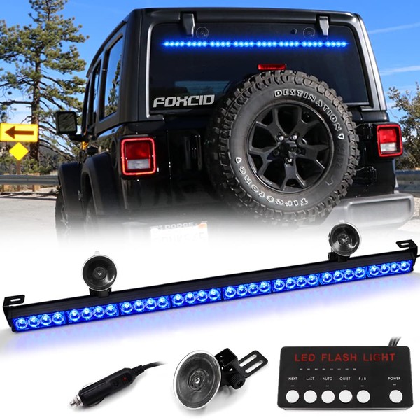 FOXCID 32 Blue LED Strobe Emergency Traffic Advisor Light Bar,