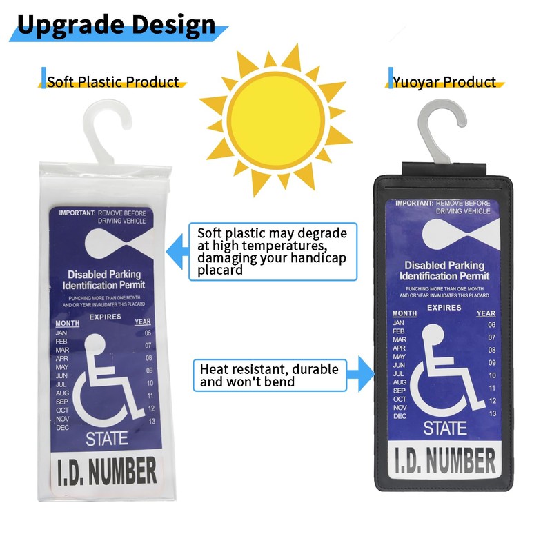 Yuoyar Ultra Transparent Handicap Placard Holder for Auto - Durable