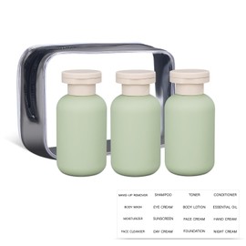 ASEVAT 3.4 oz Travel Bottles for Toiletries, Leak Proof Squeeze Bottles Refillable, Plastic Bottles with Caps for Shampoo, Lotion, Cream, Conditioner and Liquids (3 Pcs)