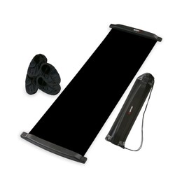 ZUFUMI Slide Board(71"L x 20"W),Balance Workout Sliders with End Stops,Exercise Slide Board With 1 Mesh Carrying Bag,2 Sets of Shoes Booties for Beginners and Pros (Black)