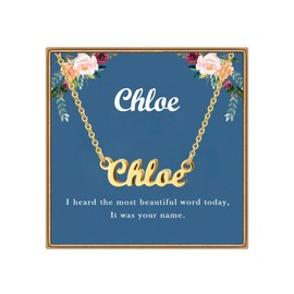 Ldurian Custom Name Necklace | Chloe Name Pendant Necklace Gifts | Birthday Jewelry Gift for Women's Pendant Necklaces