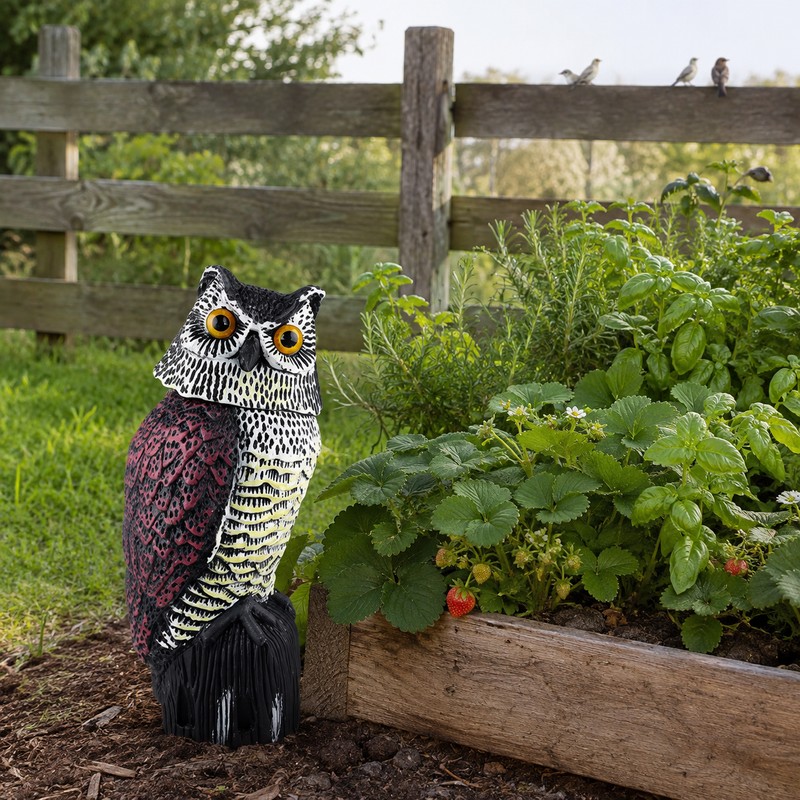 Fake Owl Decoy for Garden Yard Outdoor - Rotating Head