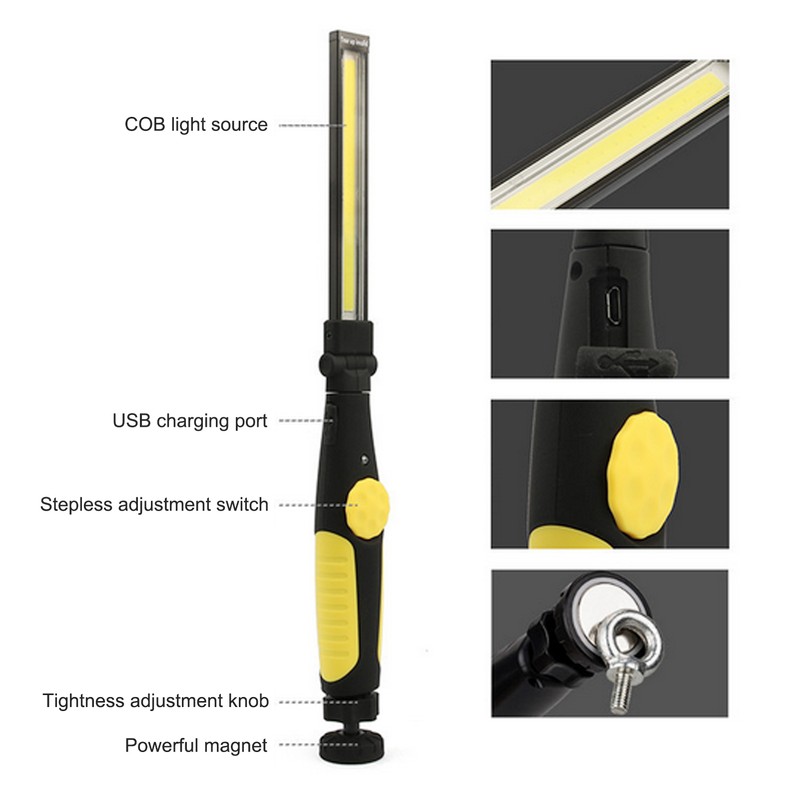 COB LED Work Light Rechargeable Magnetic Maintenance Lighting Emergency Yellow