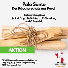 Palo Santo Bursera Graveolens from Peru 50 g. The Palo Santo is said to have great healing powers and the expelling of negative energies of all kinds